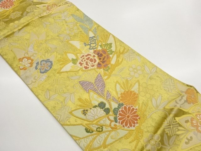 JAPANESE KIMONO / FUKURO OBI / HIKIHAKU / WOVEN BAMBOO GRASS & PLANT 